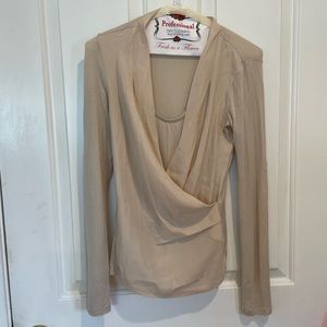 Bebe XS Y2K Vintage Classy Tan Blouse